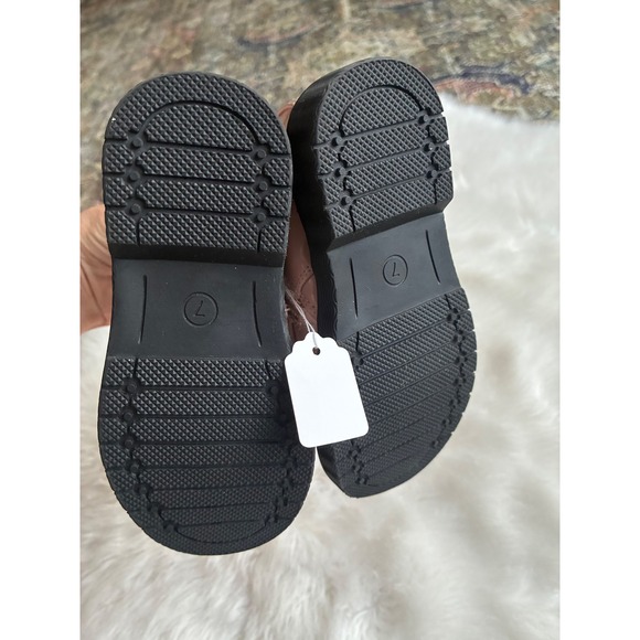 Rachel Shoes Kids Pink Patent Lace Up Combat Boots Pom Poms Size 7 - Picture 4 of 6